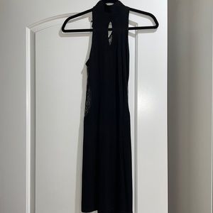 Bebe midi black turtleneck dress with lace back